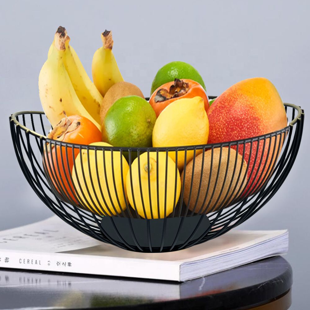 Continental Homeware Fruit Basket Golden Frame and Matte Black CH616
