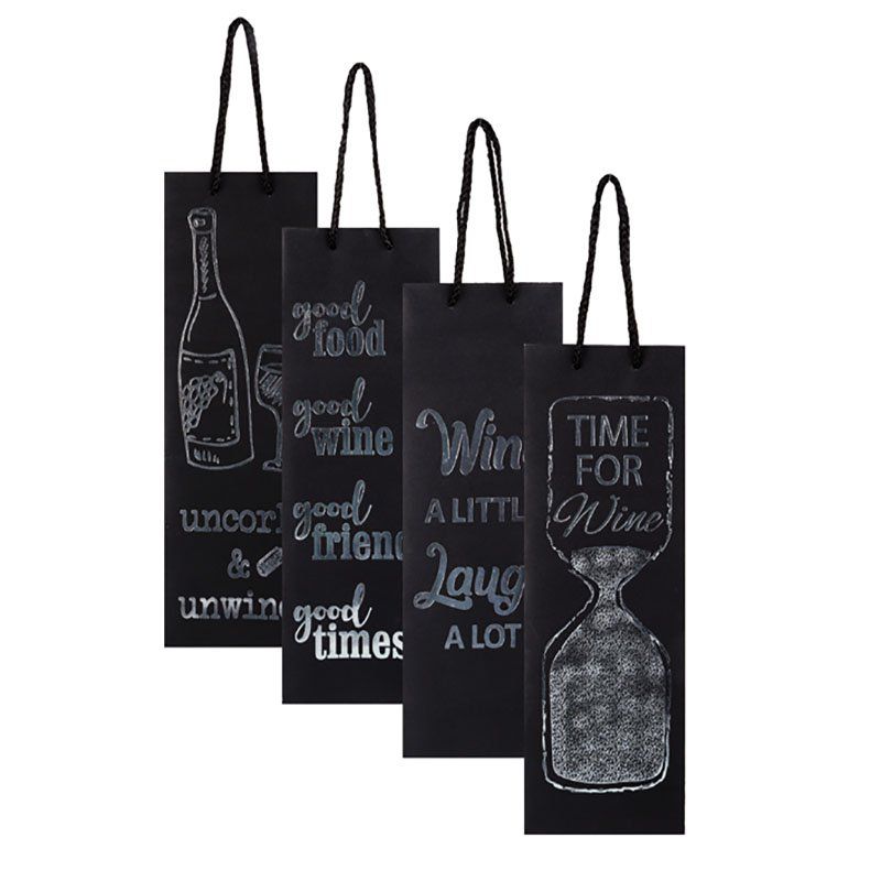 Gift Bottle Paper Bag English Wording 12x33cm 1pc