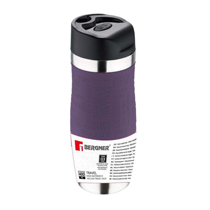 Bergner Vacuum Travel Flask 400ml Purple Stainless Steel Purple SGN2219