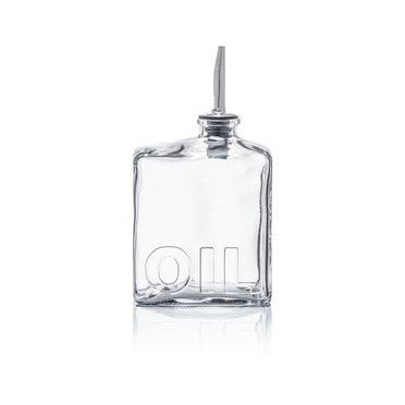 Regent Glass Bottle 450ml Square Embossed Oil or Vinegar with Pourers 27158