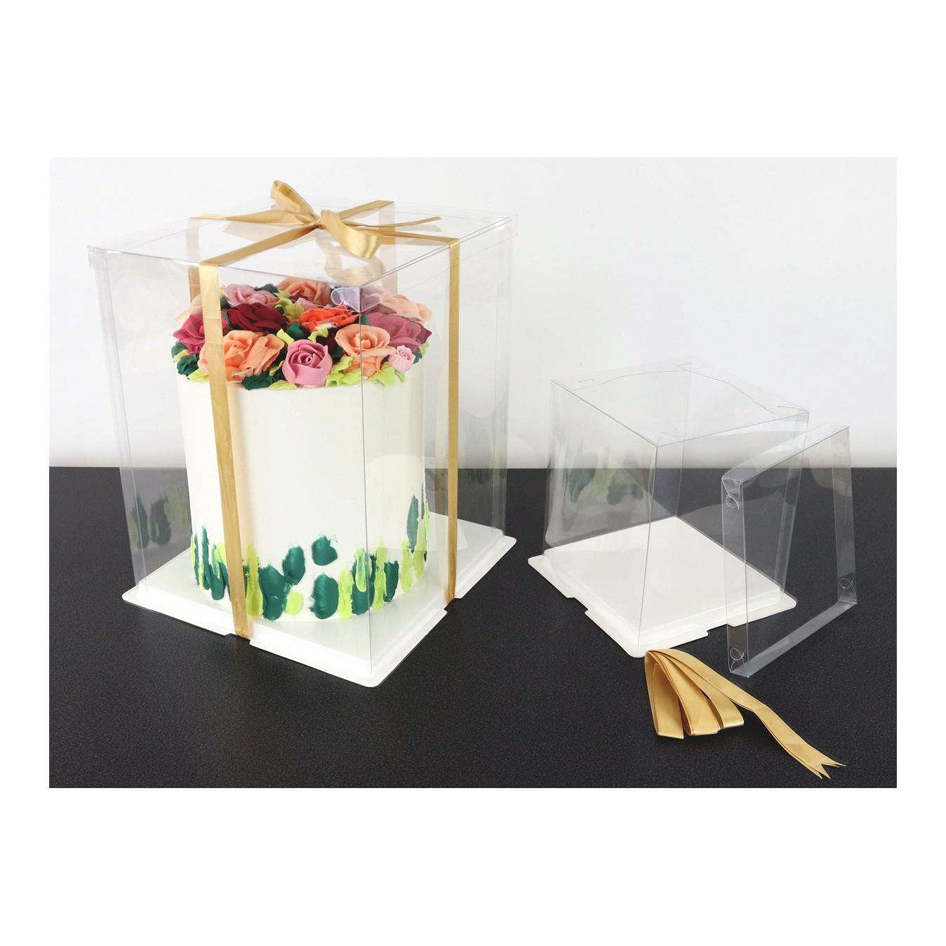 PVC Cake Gift Box Transparent Single Layer Square Heigthened