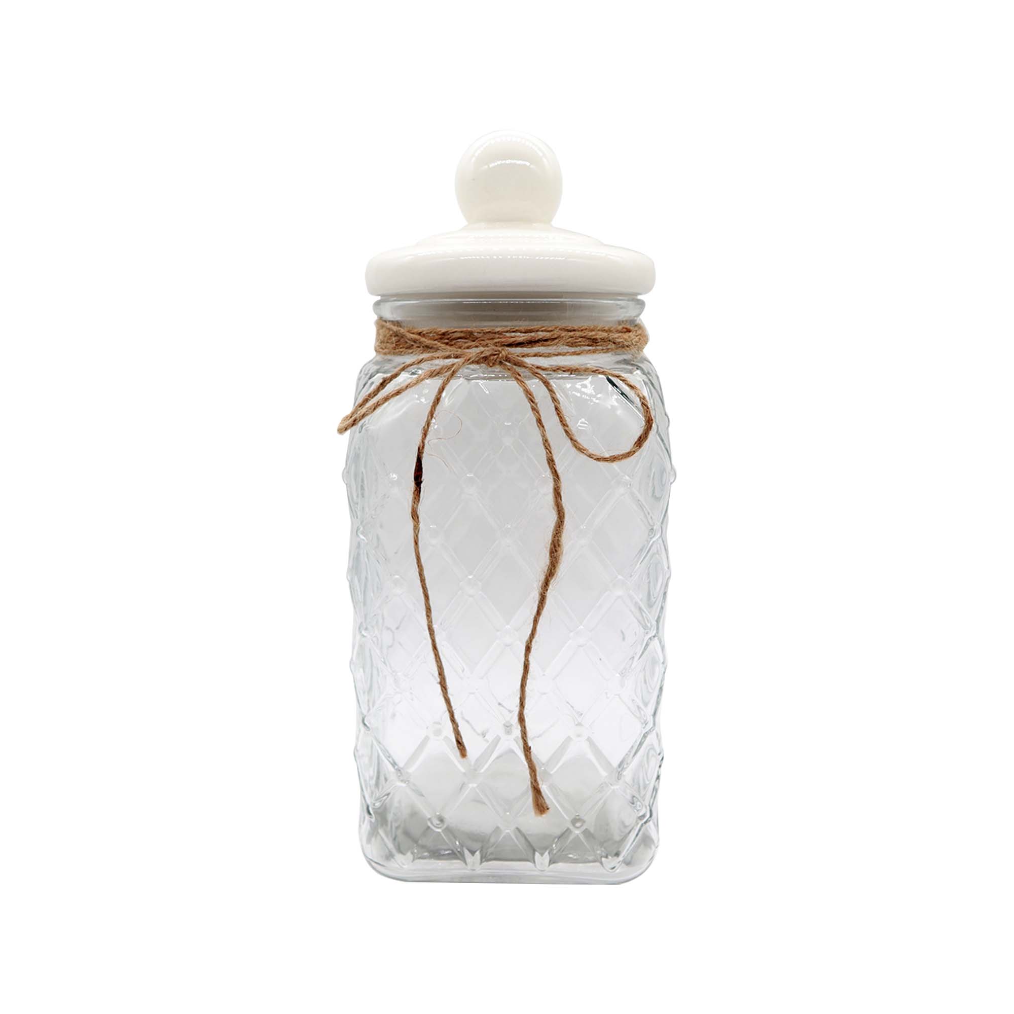 Glass Canister with White Ceramic Lid 3.2L