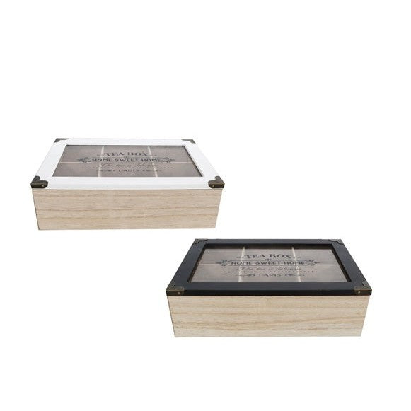 Wooden Tea Box Home 24x16.5x7cm 22584