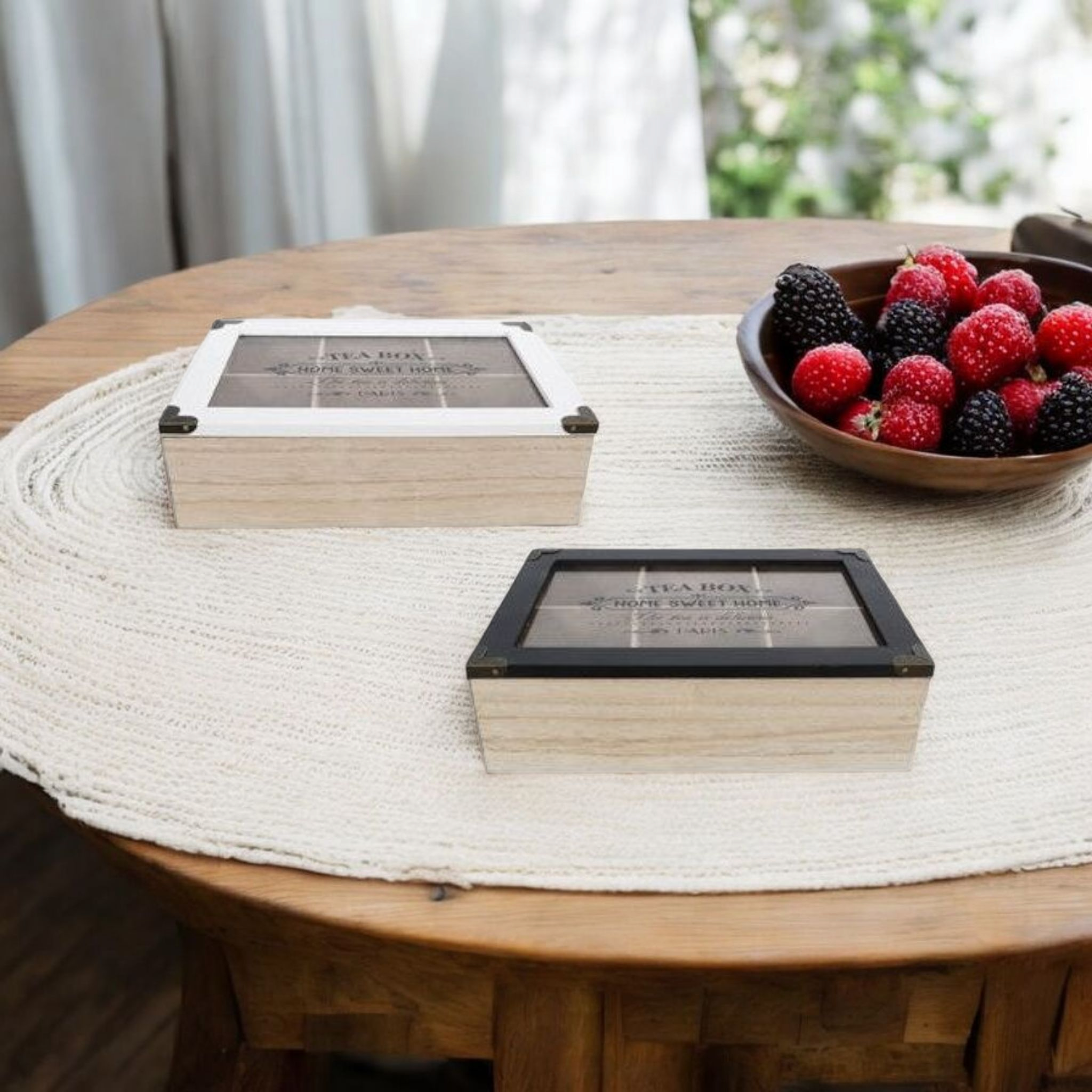 Wooden Tea Box Home 24x16.5x7cm 22584