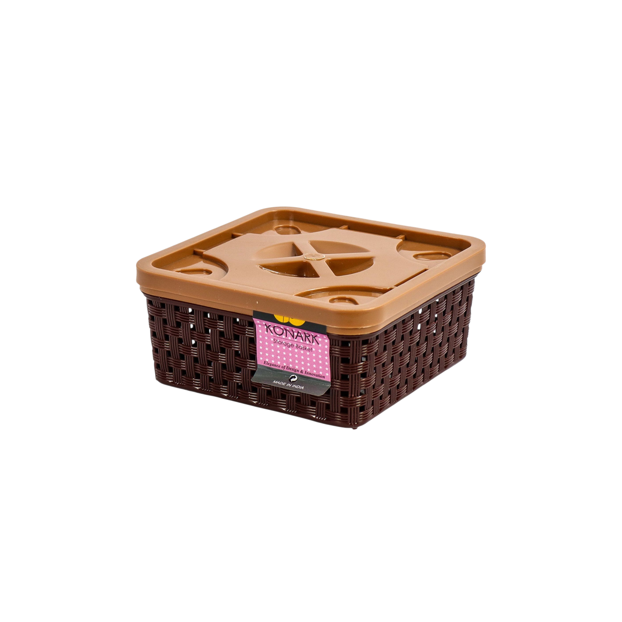 Nakoda Konark Plastic  Storage Basket 111 with Lid Nu Ware