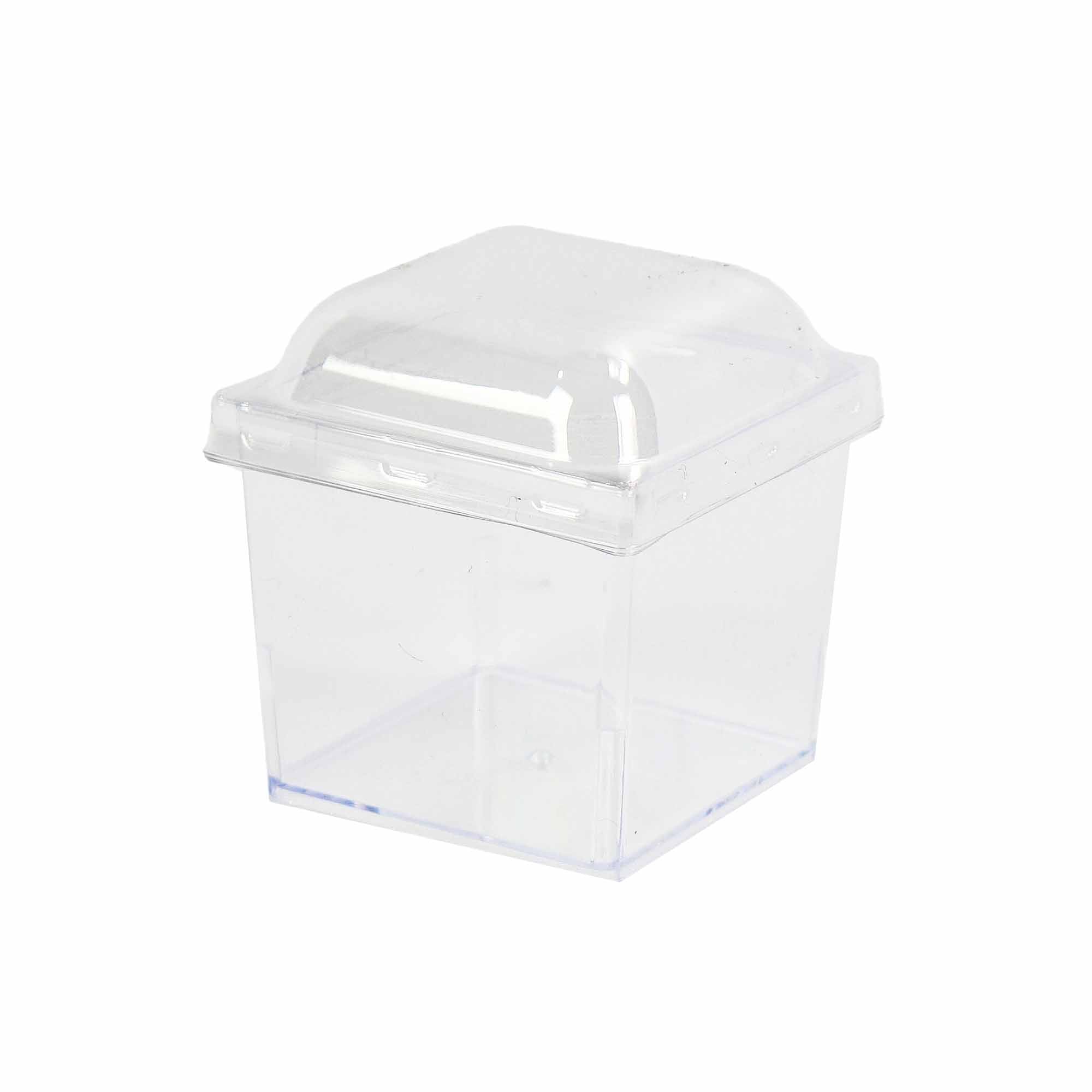 Acrylic Mini Dessert Cup 160ml Square Shape with Lid 20pack