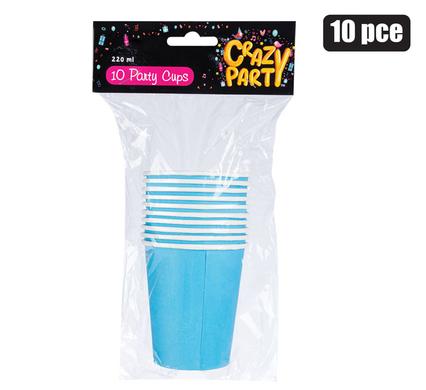 250ml Disposable Party Paper Cups Light Blue 10Pack