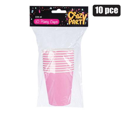 250ml Disposable Party Paper Cups Pink 10pack