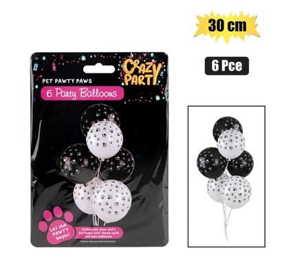 Paw Print Balloons PET Birthday Balloon Decoration 30cm 6pcs