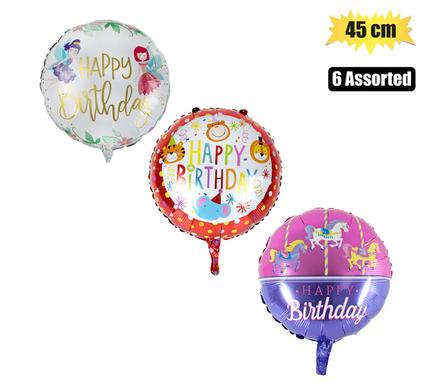 Happy Birthday Foil Balloon with Stick 45cm