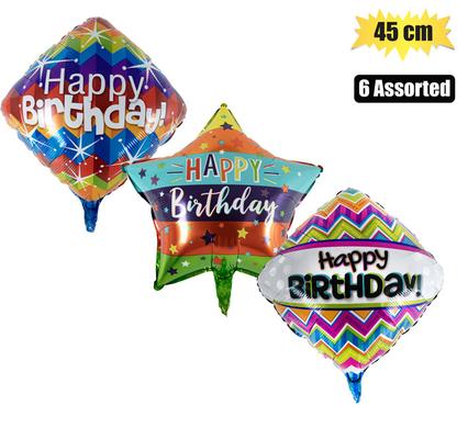 Happy Birthday Air Filled Balloon with Stick 45cm