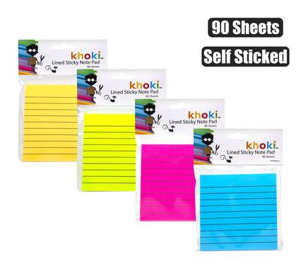 Khoki Note Pad Self Stick Ruled 90 Sheet