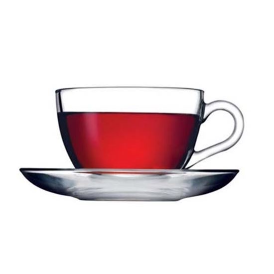 Pasabahce Glass Tea Cup and Saucer 238ml 6Pcs 24027