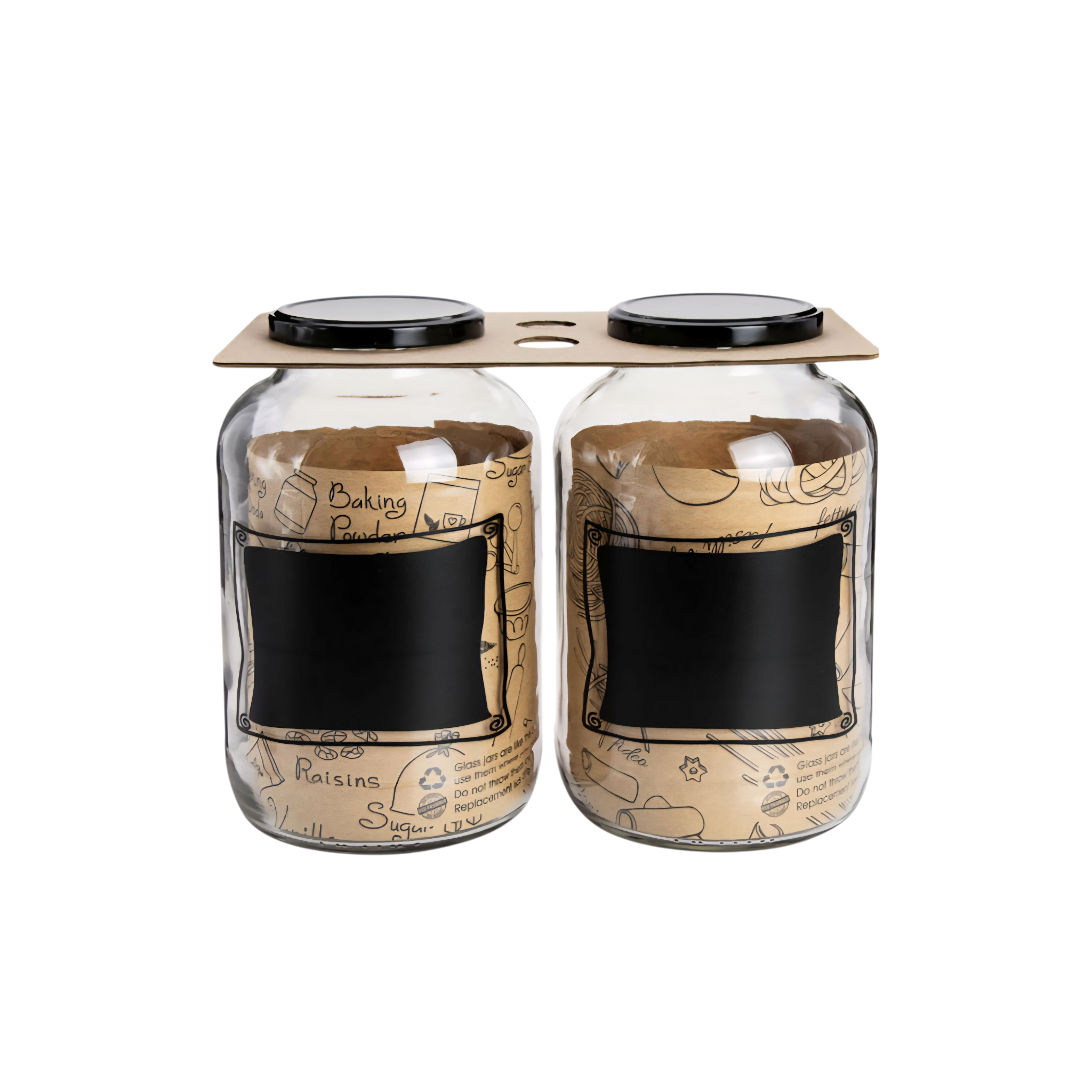 Regent Glass Storage Jar 2L 2pack with Chalkboard Notes 218x128mm 10505
