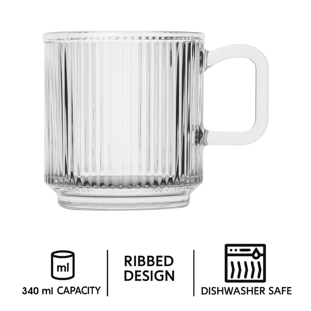 Regent Glass Ribbed Coffee Mug 340ml