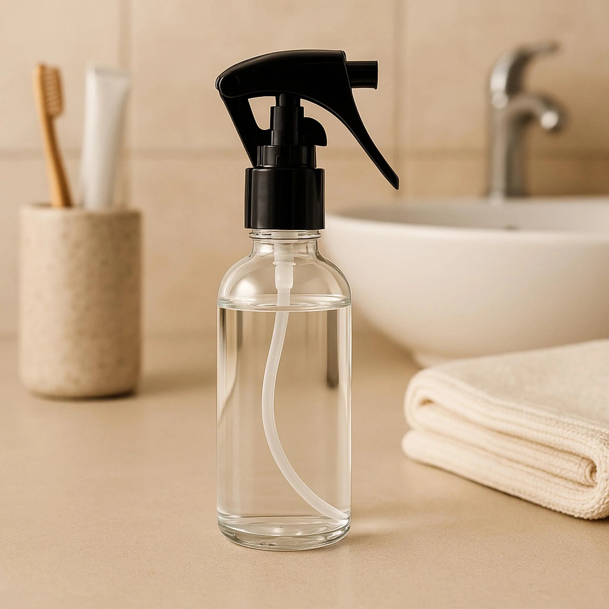 Regent Glass Spray Bottles with Black Lids 4 Pack 60ml