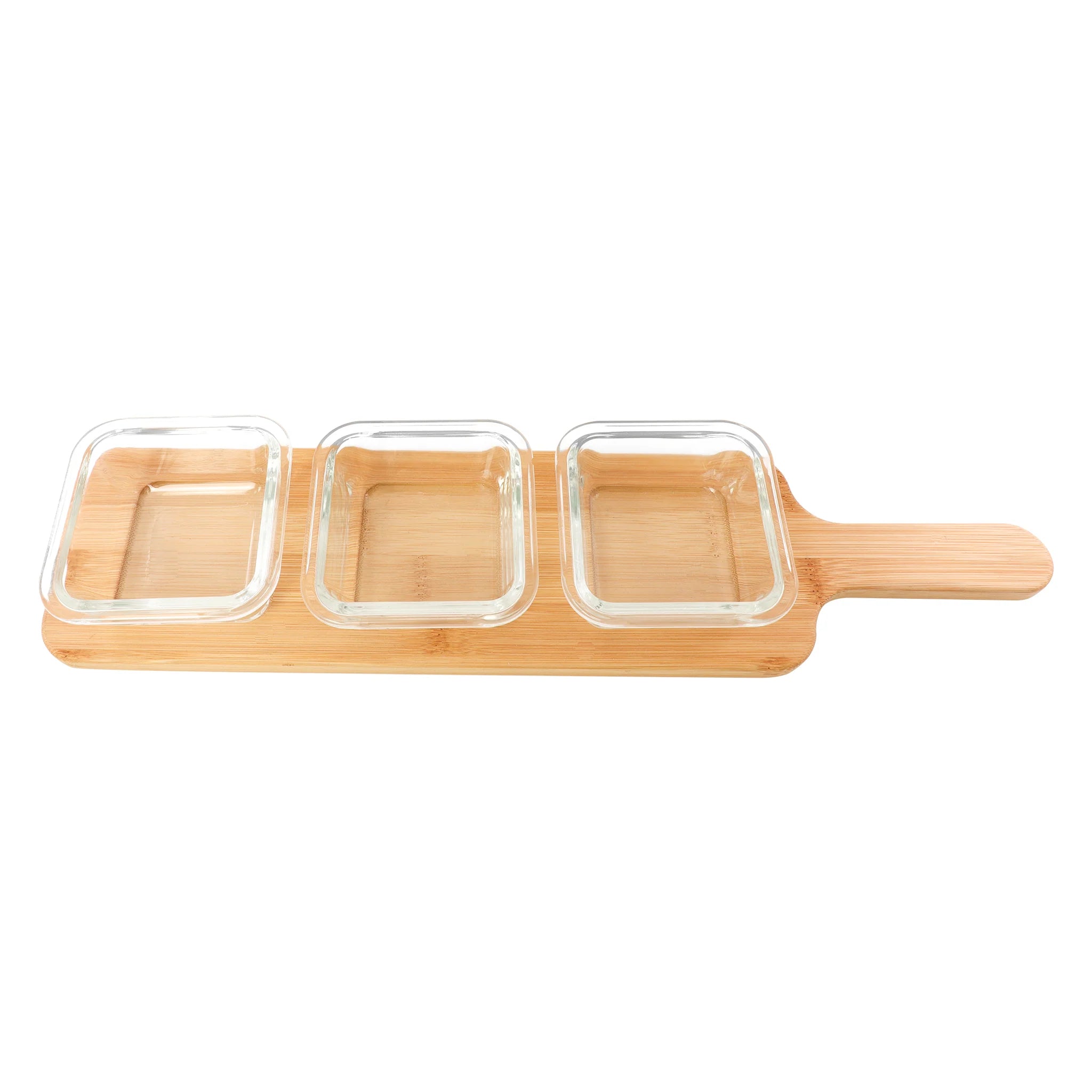 Consol Santorini Square Glass Bowl 140ml with Bamboo Serving Board