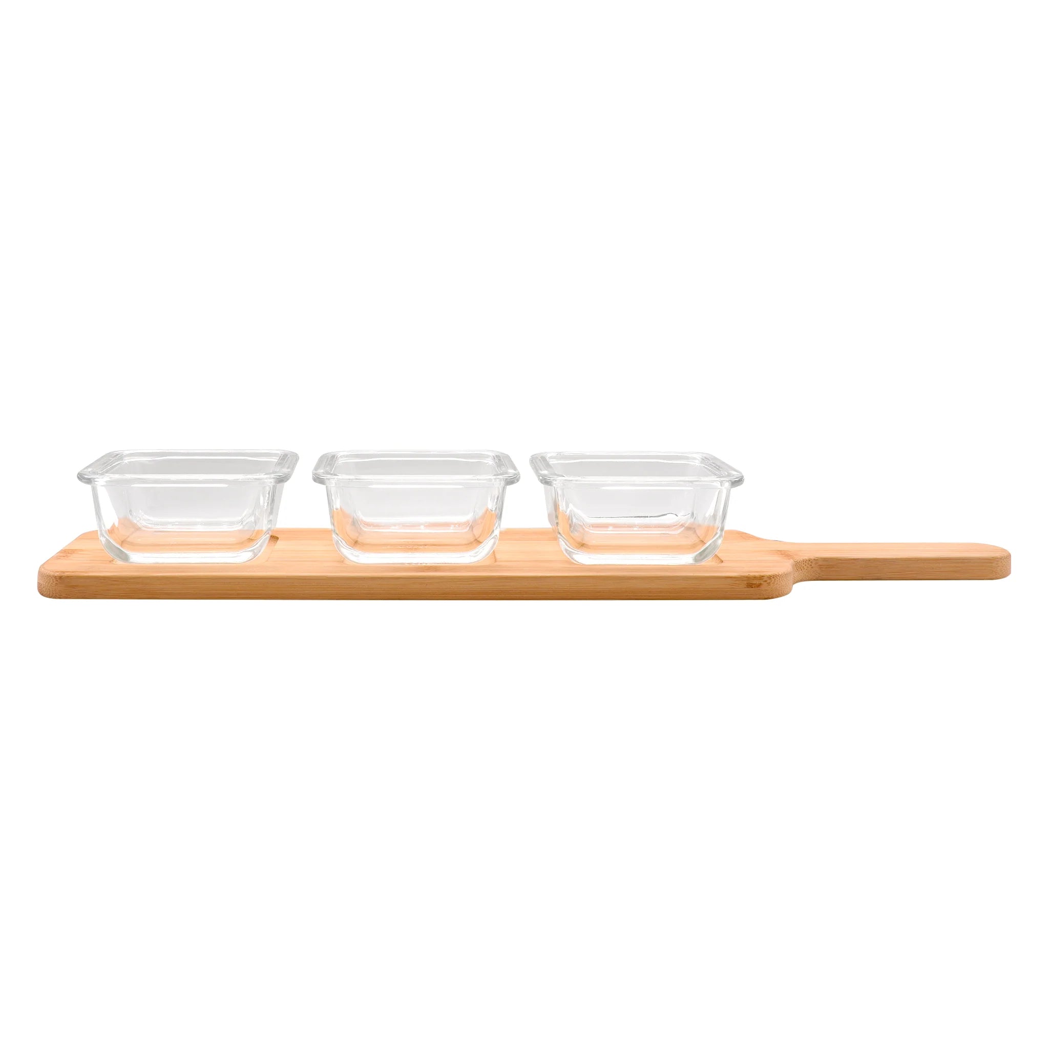 Consol Santorini Square Glass Bowl 140ml with Bamboo Serving Board