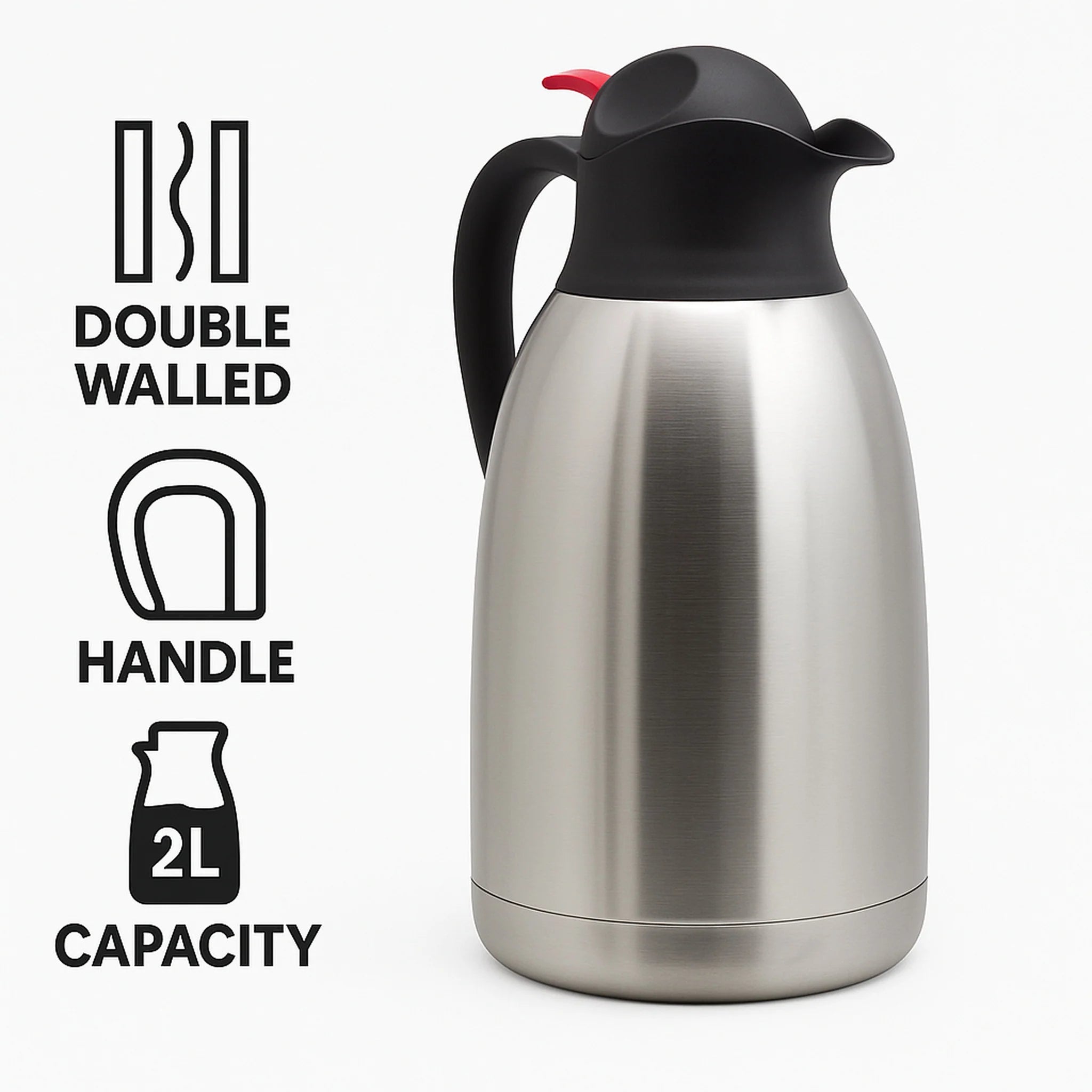 Regent Vacuum Flask 2L Jug Double Walled Stainless Steel 21391