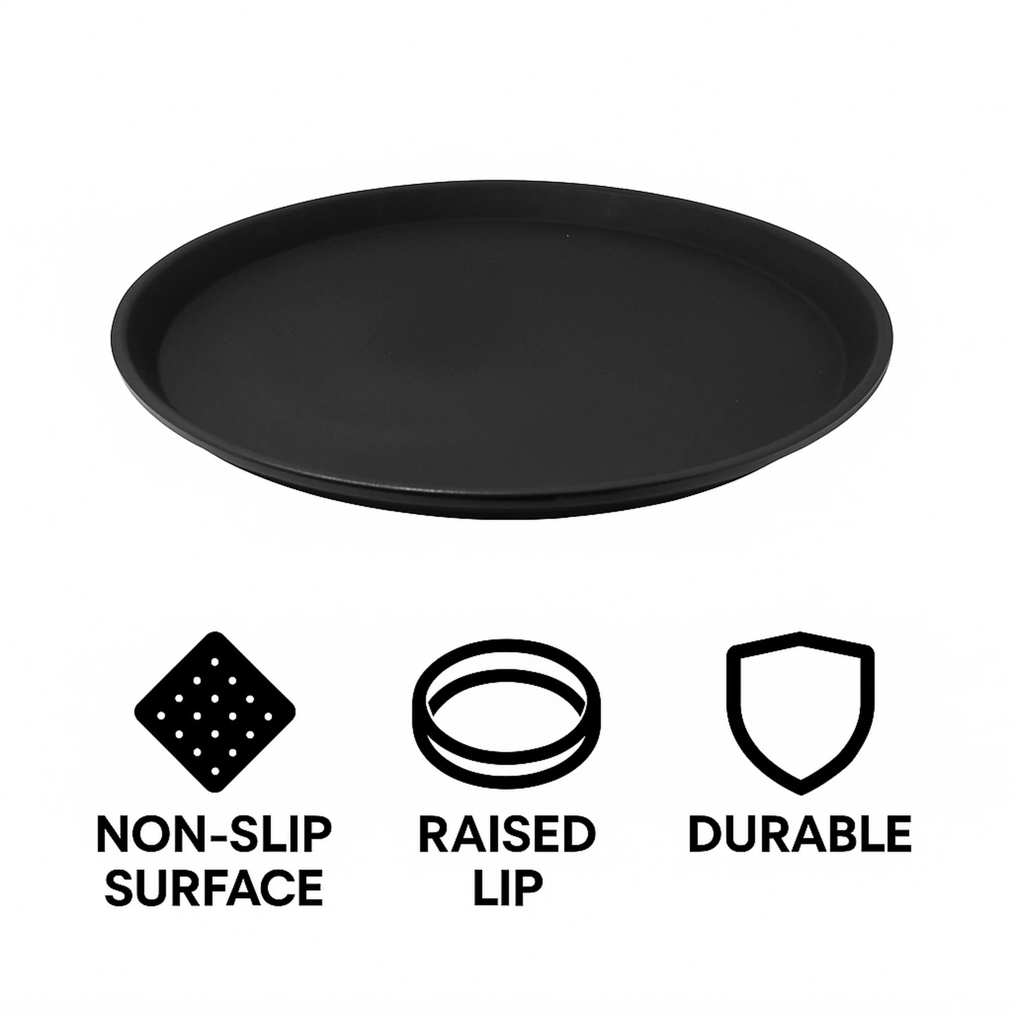 Bar Butler Serving Tray Black Non-Slip Round 355mm 21528