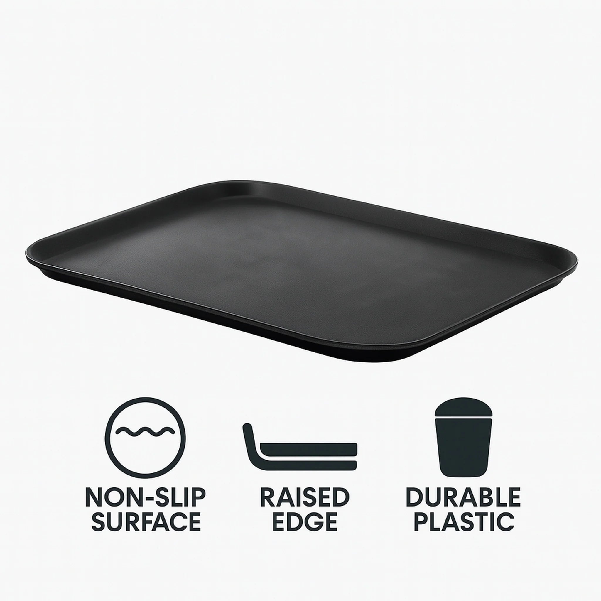 Bar Butler Serving Tray Black Non-Slip Rectangular 355x455mm 21531