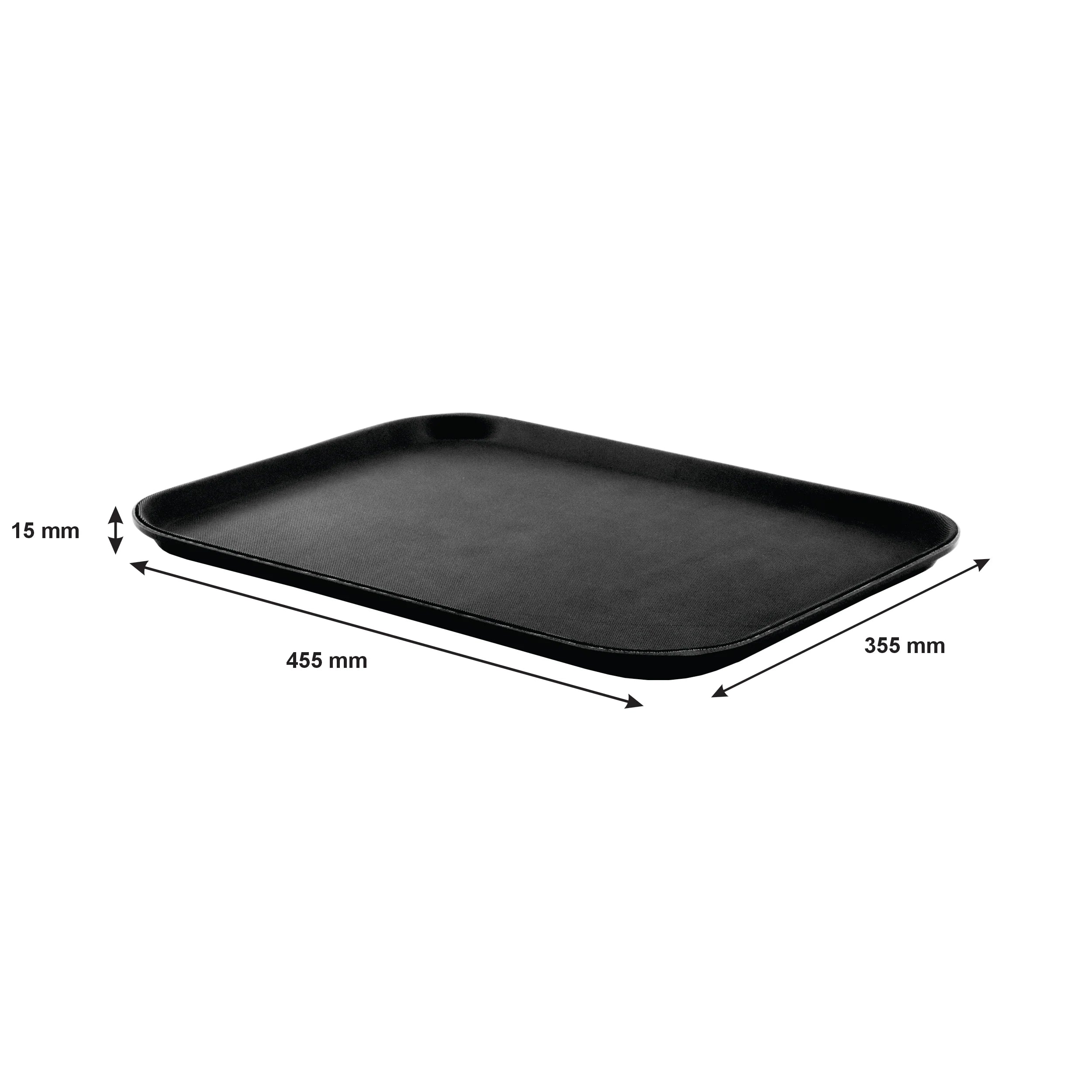 Bar Butler Serving Tray Black Non-Slip Rectangular 355x455mm 21531