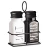 Regent Glass Black and White Salt and Papper Shaker In Caddy