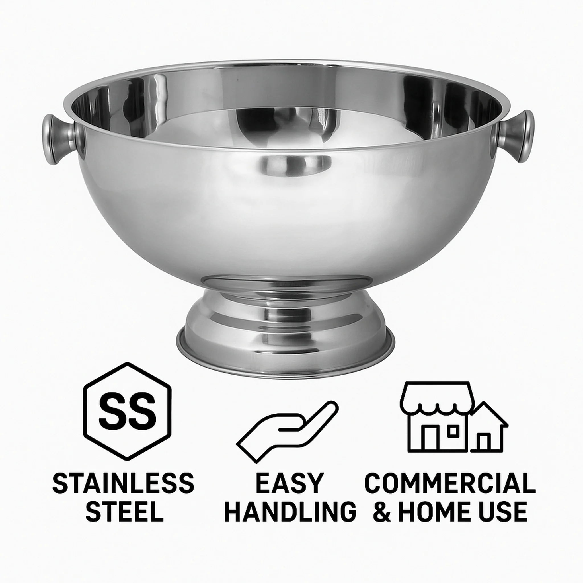 Bar Butler Champagne Punch Bowl 14L Footed With Knob Stainless Steel 30168