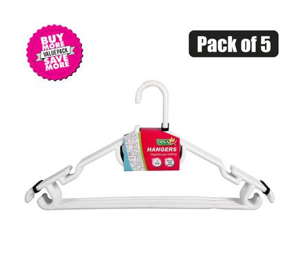 Disa Clothes Hangers White Plastic 5pack