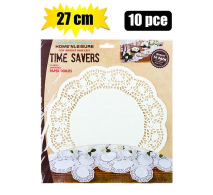 Time Savers Paper Doilies Round 27cm 10pack