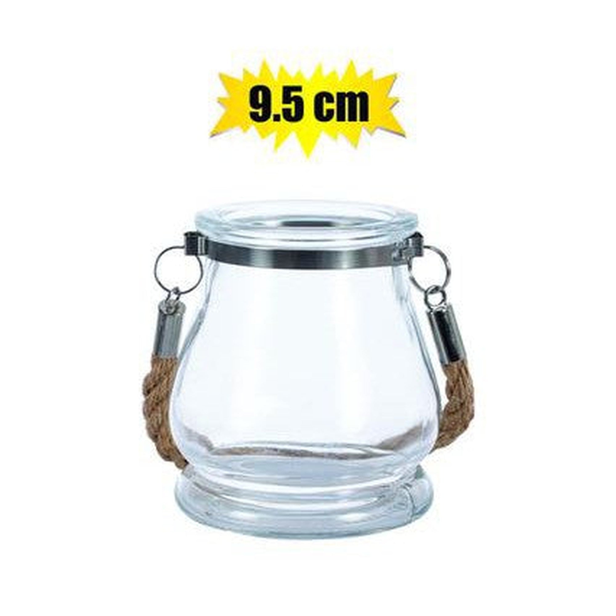 Candle E-Holder Glass with Jute handle 9.5cm