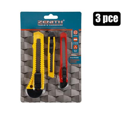 Zenith Multipurpose Utility Retractable Knife 18 to 19mm Snapoff Blade 3pc Blister