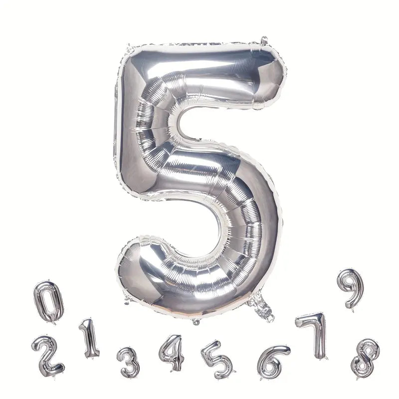 Party Silver Number Foil Balloons 42inch 106cm