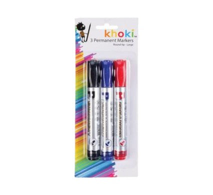 Khoki Permanent Marker Round Tip Pack of 3