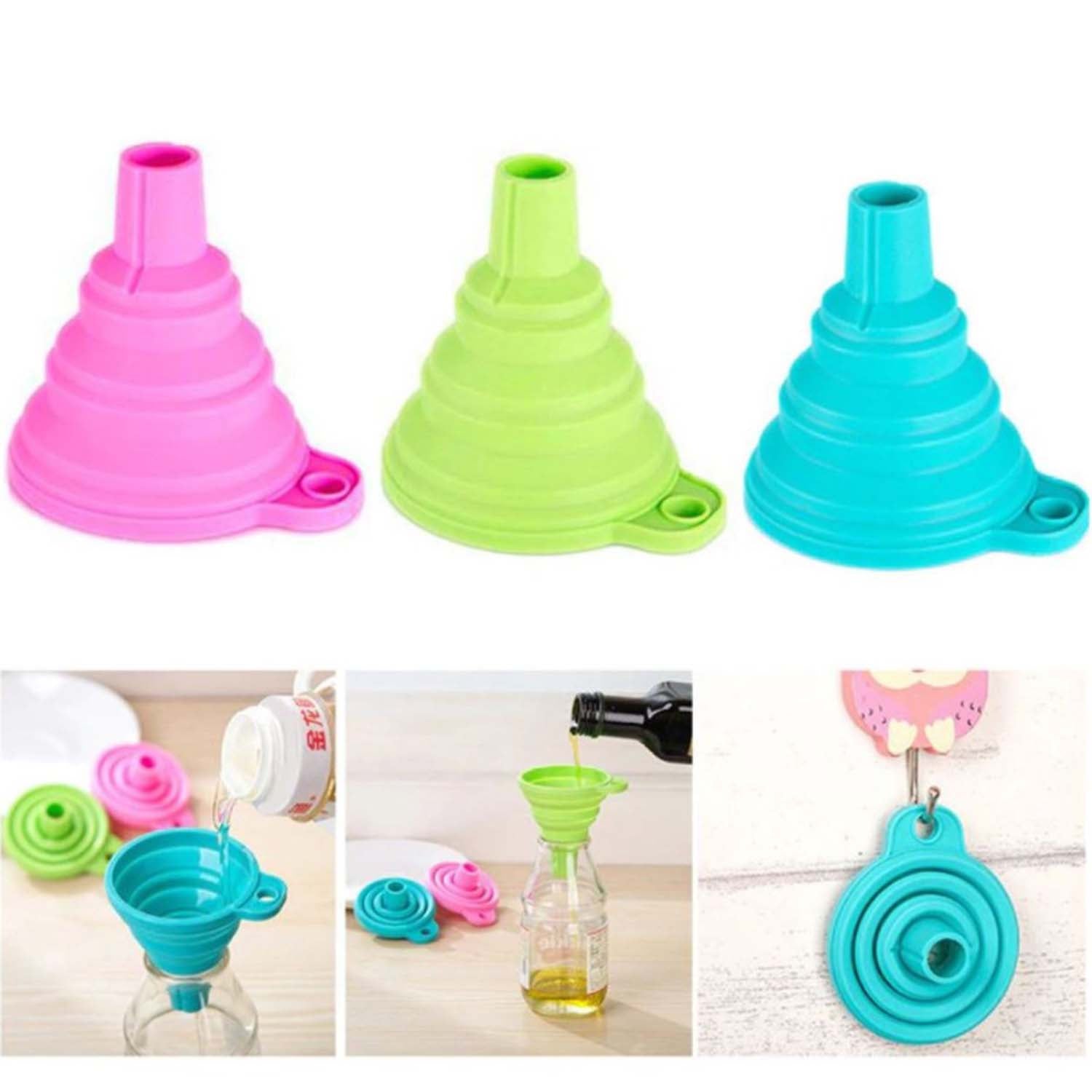 Mini Telescopic Silicone Collapsible Funnel 7x6x0.9cm 1pc