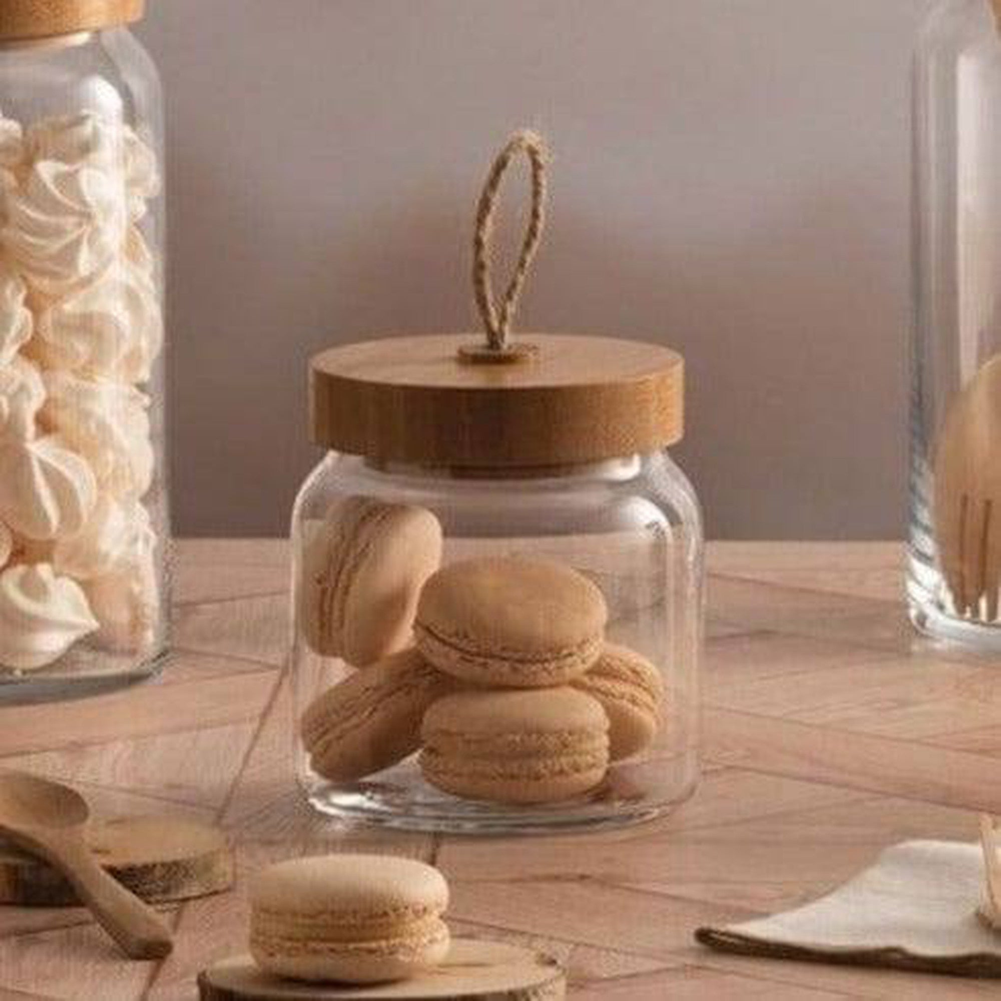 Pasabahce Glass Storage Jar 1130ml Bamboo Lid 23999