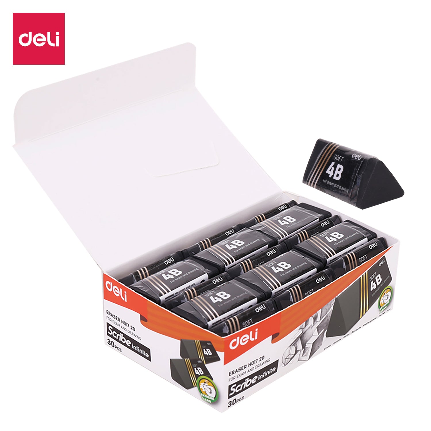 Deli 4B Soft Triangular Eraser 40x19x19mm Black