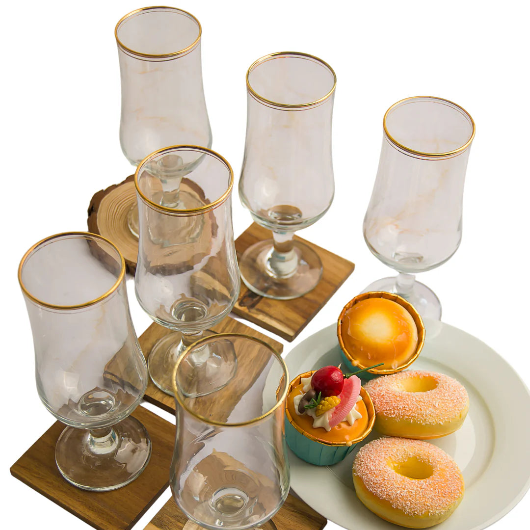 370ml Gold Rim Cocktail Glass Tumbler 6 Pack