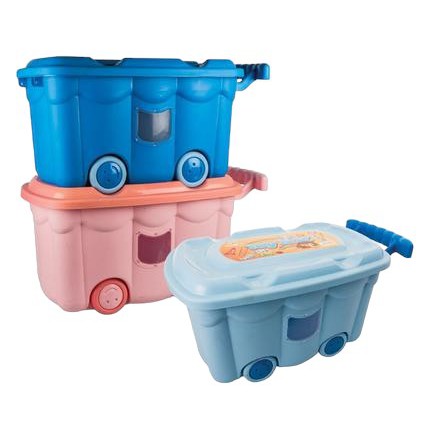 50L Pastel Kids Wheelie Storage Container Box with Handle