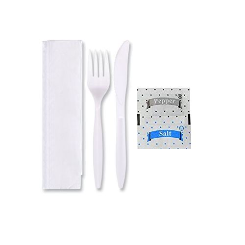 Disposable Cutlery Picnic Set 25pack Serviettes-Knives-Forks-Salt-Pepper