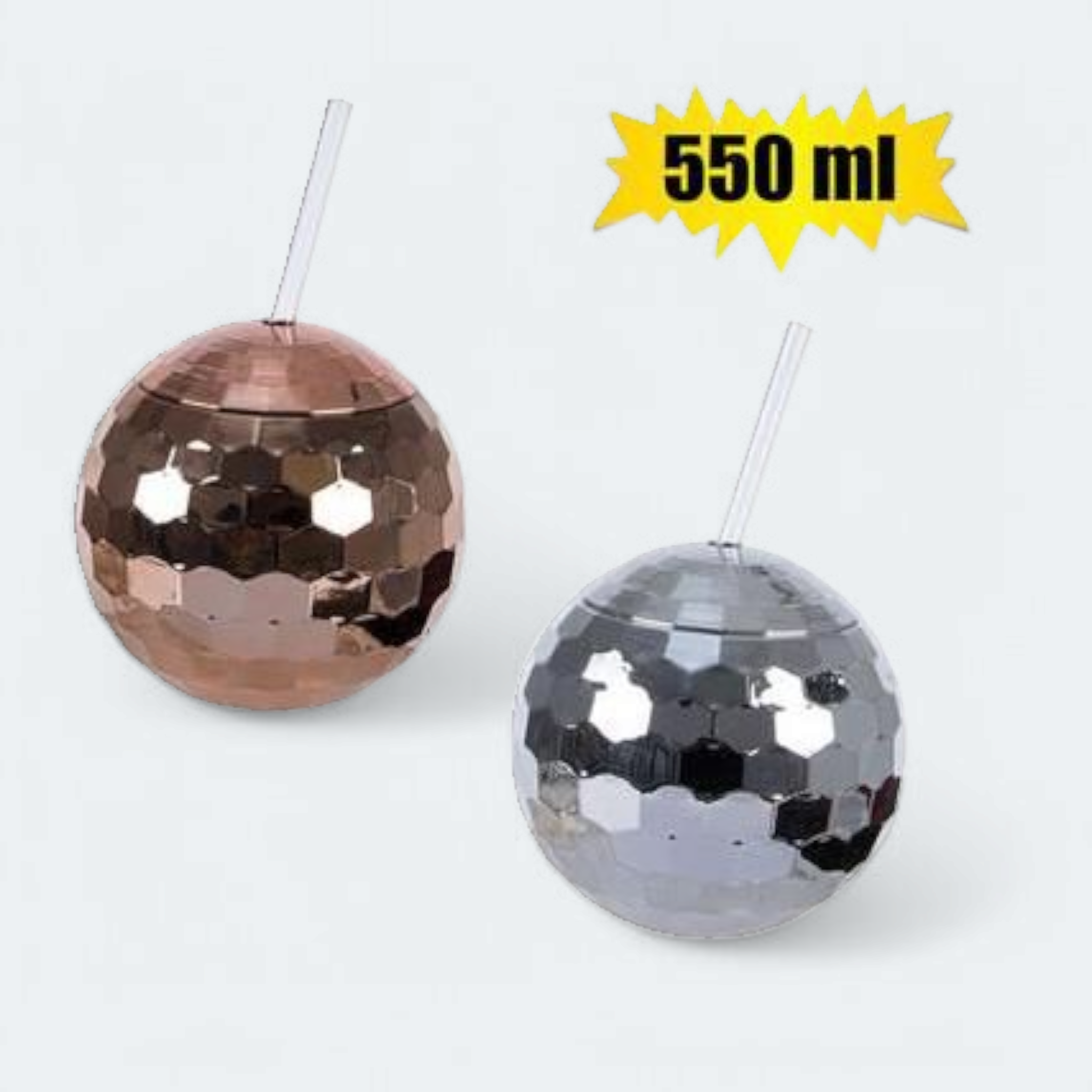 Disco Ball Smoothie Tumbler 550ml with Straw