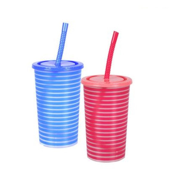 Sipper Stripe Tumbler with Straw 600ml