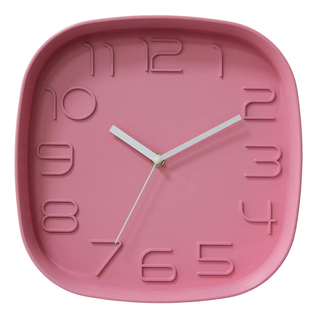 Square Pink Wall Clock  L: 28cm x W: 28cm x H: 5.4cm