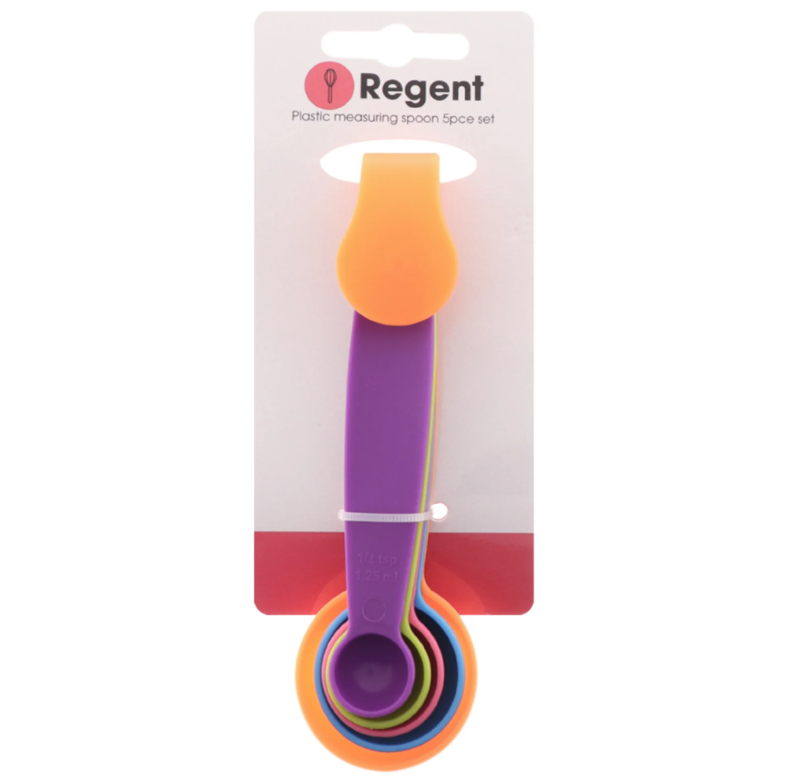 Regent Bakeware Measuring Spoon Plastic 5Pcs Colours 12309