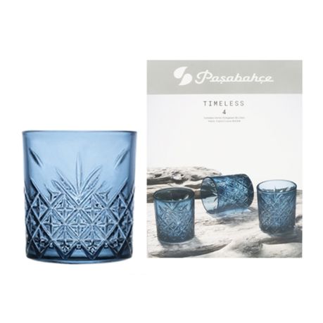 Pasabahce Timeless Glass Tumbler 345ml Whisky Blue 4pc 24202