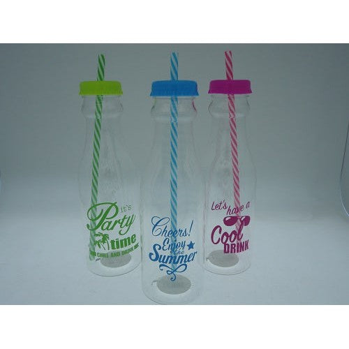 Plastic Bottle Script with Straw 13074