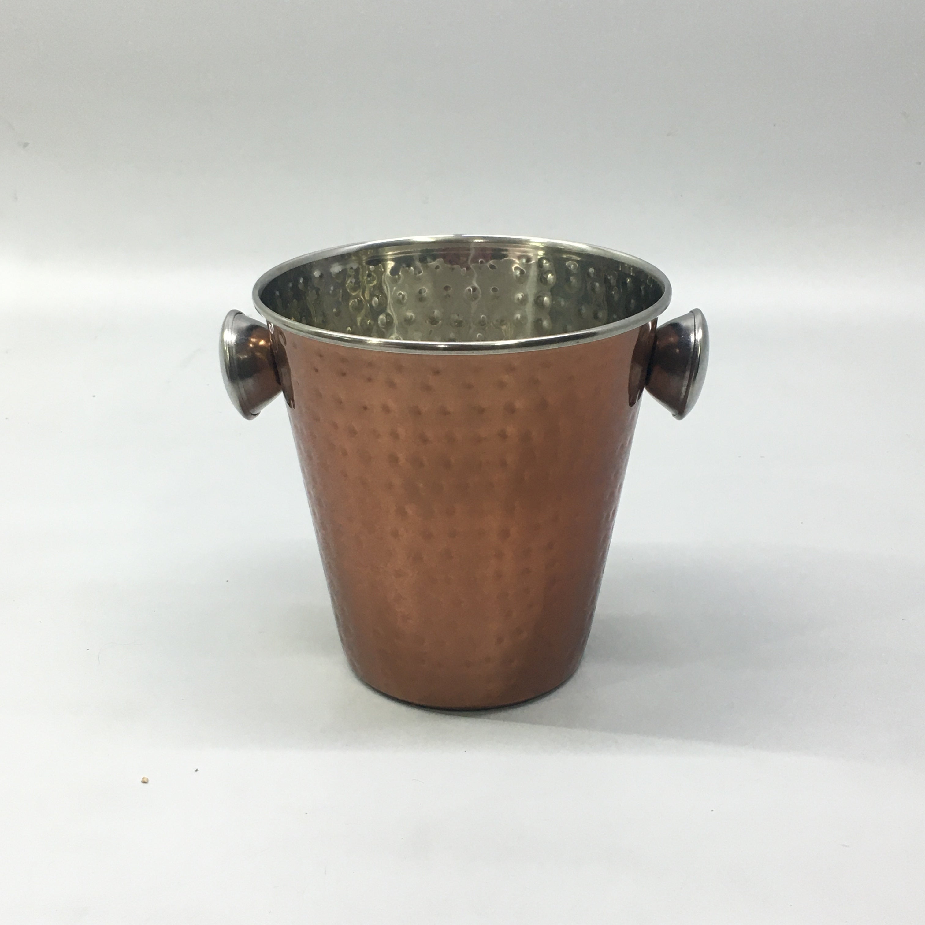 Ice Bucket Copper Finish Hammered 21x21cm Stainless Steel with Knob Handle