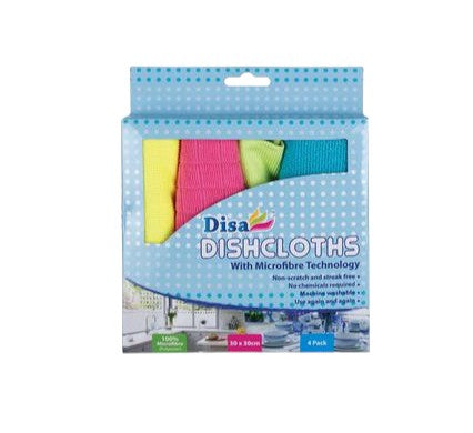 Disa Microfibre Cloth 30x30cm 4pack Assorted Colors