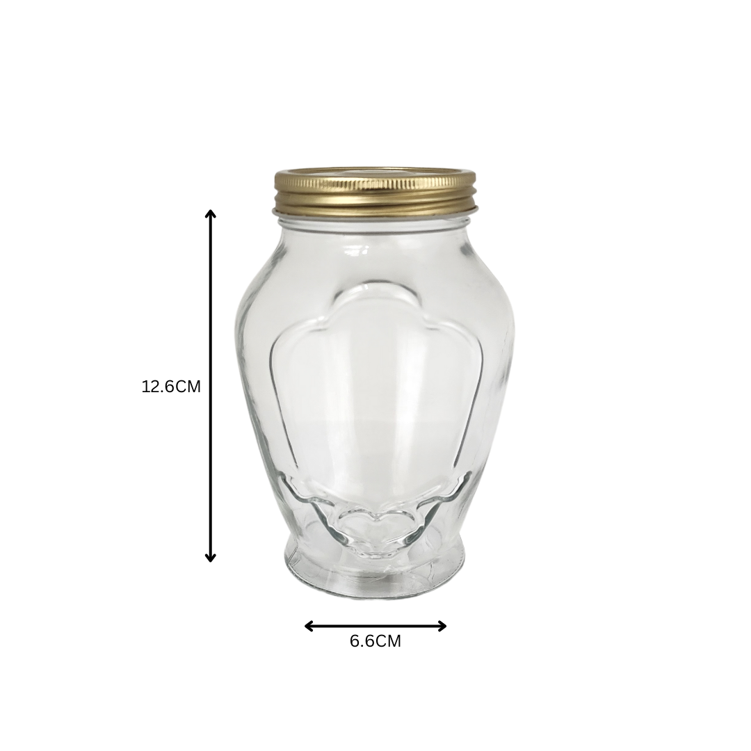 Glass Canister Jar 370ml with Gold Lid SGN1360