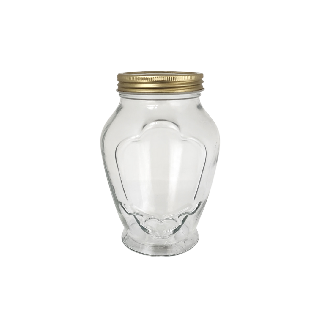 Glass Canister Jar 370ml with Gold Lid SGN1360